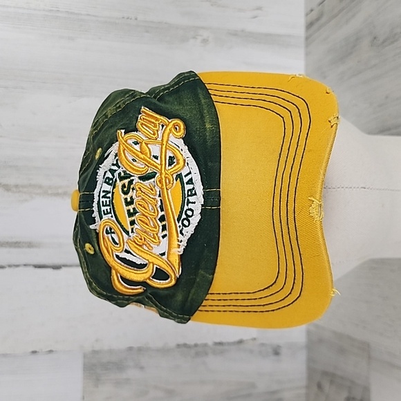 Green Bay Packers green gold cheese heads distressed baseball hat cap adjustable - Picture 1 of 9